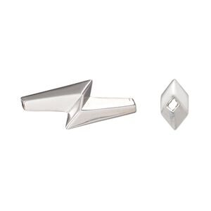 Bead 1pkg1 sterling silver, 23.5x9mm lightning bolt