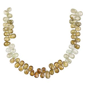 Grossularite garnet 1pkg1, hand-cut top-drilled faceted puffed teardrop bead natural 7 inch 8x5mm-10x6mm