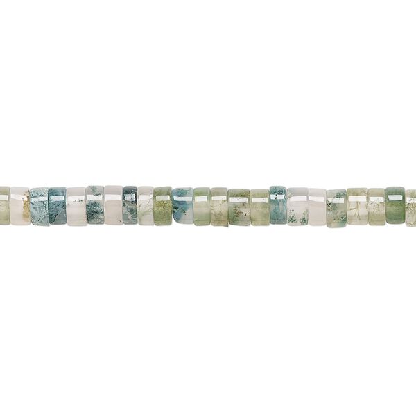 Moss agate 1pkg1, heishi bead natural 15.5-16 inch 4x2mm image number 0