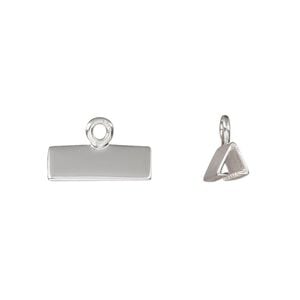 Ribbon crimp end, sterling silver, 15x5mm rectangle. Sold individually.