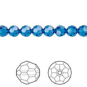 Bead 12pk Capri blue, Crystal Passions&reg; 6mm round 5000