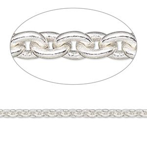Chain 1pkg1 silver-plated cable, 3mm, brass 5 foot unfinished
