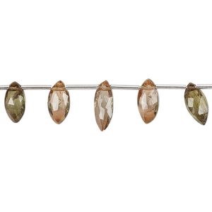 Andalusite 1pkg11, hand-cut top-drilled faceted marquise bead natural , graduated 8x4mm-12x5mm