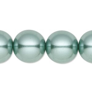 Bead, crystal pearl, sage, 16mm round. Sold per 15-1/2" to 16" strand, approximately 25 beads.
