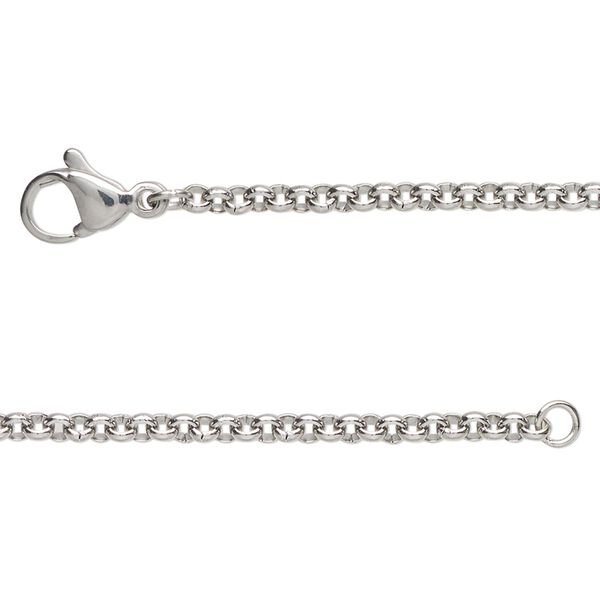 Chain 1pkg1 rolo, 2.5mm / lobster claw clasp, stainless steel 16 inch image number 0