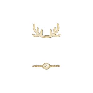 Bead cap, Amoracast&reg;, satin-finished "vermeil," 13x7mm antlers with 0.4mm hole, fits 8mm bead. Sold individually.