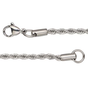 Chain 1pkg1 French rope, 3.1mm / lobster claw clasp, stainless steel 36 inch