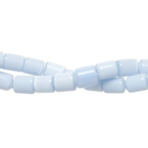 Bead 1pkg2 cat's eye glass (fiber optic glass), 6x4mm-7x6mm round tube, 14 inch opaque light blue