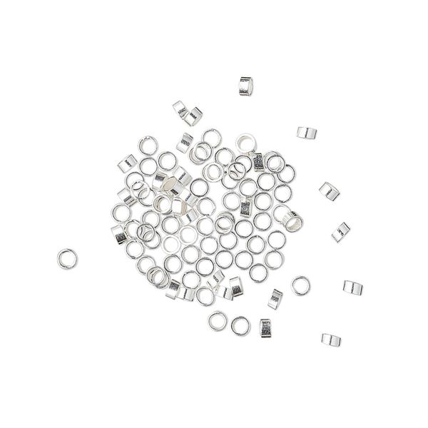 Crimp 1pkg100 sterling silver, 2x1mm seamless tube / heavy wall, 1mm inside diameter image number 0