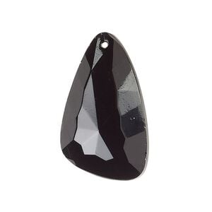 Focal, vintage Czech glass, opaque black, 31mm faceted freeform with flat back. Sold individually.