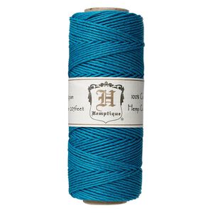 Cord, Hemptique&reg;, polished hemp, turquoise blue, 1mm diameter, 20-pound test. Sold per 205-foot spool.