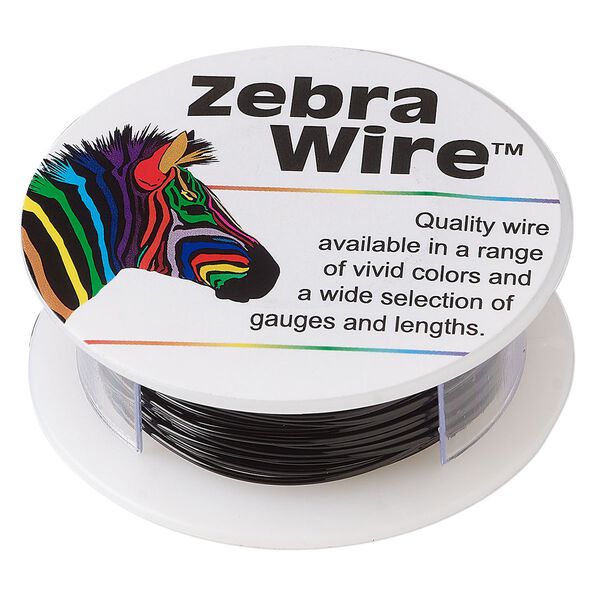 Wire, Zebra Wire&trade;, color-coated copper, black, round, 20 gauge. Sold per 15-yard spool. image number 0
