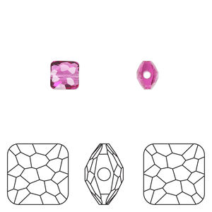 Bead 1pkg288 fuchsia, Swarovski&reg;, 6mm puffed square 5035