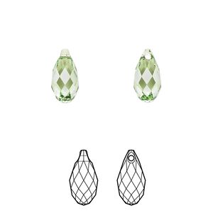 Briolette 144pk peridot, Swarovski&reg; ReCreated&trade; 11x5.5mm pendant drop 6010