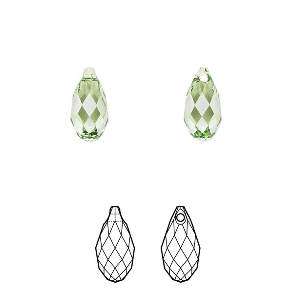 Briolette 144pk peridot, Swarovski&reg; ReCreated&trade; 11x5.5mm pendant drop 6010 image number 0
