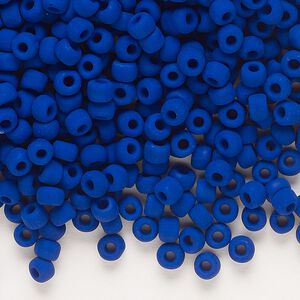 Seed bead, Dyna-Mites&trade;, glass, opaque matte navy blue, #6 round. Sold per 40-gram pkg.