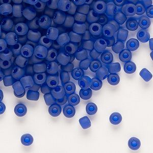Seed bead, Dyna-Mites&trade;, glass, transparent matte cobalt, #6 round. Sold per 1/2 kilogram pkg.