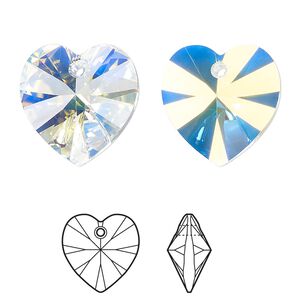 Drop 2pk crystal AB, Crystal Passions&reg; 18mm pendant heart 6228