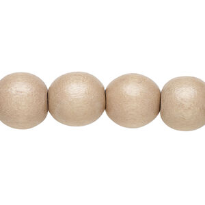 Bead 1pkg1, Taiwanese cheesewood (dyed / waxed), medium tan, 11-12mm round, 15-1/2 to 16 inches.