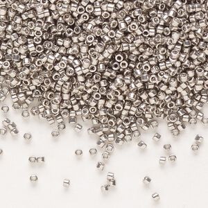 Seed bead, Delica&reg;, glass, pkg/250g, #11 round, opaque galvanized pewter (DB-0436).