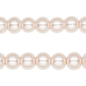 Bead, glass pearl, coated glass, rose, 7-8mm round. Sold per pkg of (2) 15-inch strands.