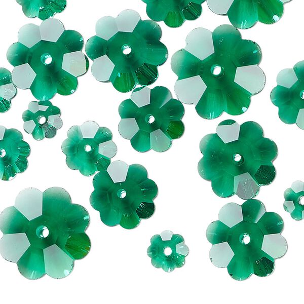 Margarita assortment 20pk emerald green, Celestial Crystal&reg; 6-14mm flower bead image number 0