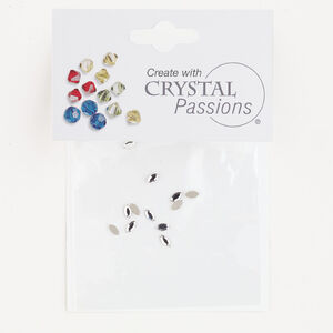 Flat back 1pkg12 crystal clear foil back, Crystal Passions&reg; rhinestone 4x2mm faceted navette 2200