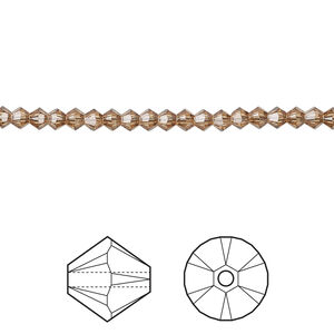 Bead 1pkg144 light smoked topaz, Crystal Passions&reg; Regenerated 3mm bicone 5328