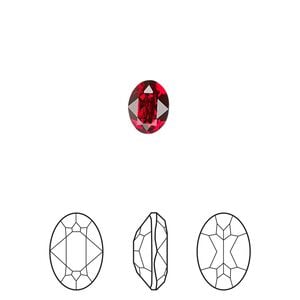 Fancy stone 4pk scarlet foil back, Crystal Passions&reg; 8x6mm oval 4120