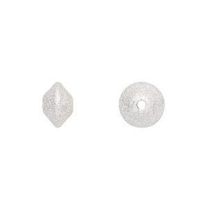 Bead 1pkg2 sterling silver, 9.5x6mm stardust saucer / hollow