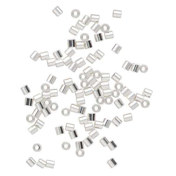 Crimp 1pkg100 sterling silver, 2mm seamless tube / 1.1mm inside diameter, lightweight image number 0