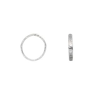 Loop Lock&trade;, sterling silver, 12mm hammered round. Sold per pkg of 2.
