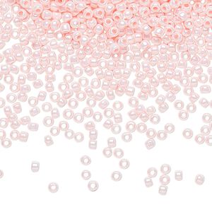 Seed bead, TOHO BEADS&reg;, glass, pkg/50g, #11 round, opaque luster baby pink (TR-11-126).