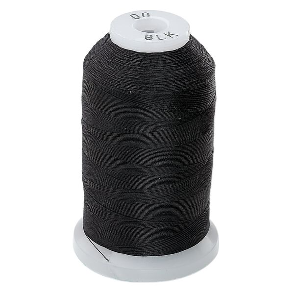 Thread, Purely Silk&trade;, 3-ply, black, size OO. Sold per 695-yard spool. image number 0