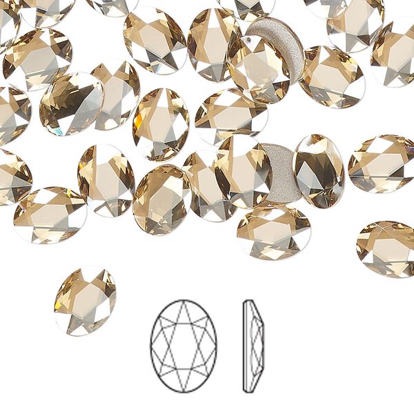 Flat back 144pk crystal golden shadow foil back, Swarovski&reg; 8x6mm oval 2603 image number 0