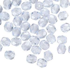 Bead 1pkg1200 Czech fire-polished glass, transparent ice blue, 6mm faceted round