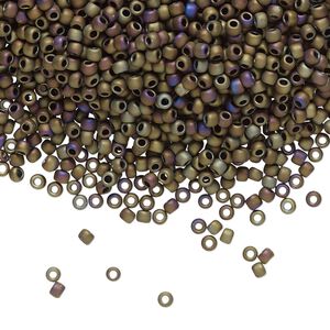 Seed bead, TOHO BEADS&reg;, glass, pkg/7.5g, #11 round, opaque matte iris brown (TR-11-614).