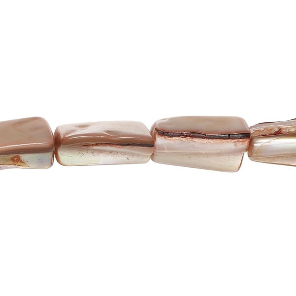 Mother-of-pearl shell 1pkg1, stick bead 14 inch pink satin 13x7mm-15x12mm image number 0