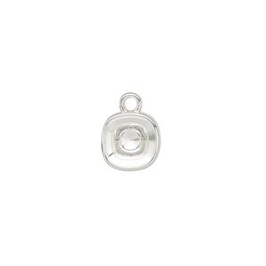 "Pewter" (zinc-based alloy) 1pkg2, square / faceted cushion setting silver-finished 10mm / 8mm Almost Instant Jewelry&reg;