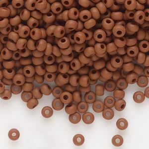 Seed bead, Preciosa Ornela Czech glass, pkg/500g, #8 rocaille, opaque matte brown, (13600).