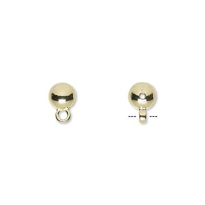 Bead 1pkg10 gold-finished "pewter", 6mm round / closed loop