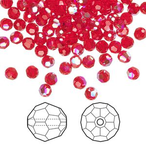 Bead 144pk light Siam AB, Crystal Passions&reg; 4mm round 5000