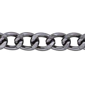 Chain 1pkg1 curb, 10mm, aluminum / anodized gunmetal 25 foot unfinished