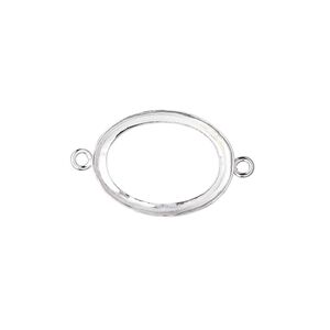 Link, fine silver, 19x14mm open-back oval with 18x13mm oval bezel cup setting. Sold individually.