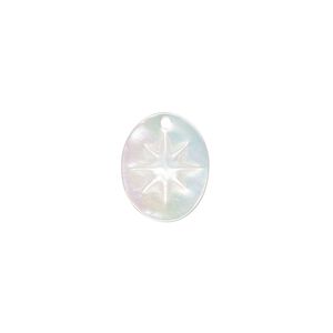 Drop, mother-of-pearl shell (bleached) 1pkg1, 15x12mm carved oval compass.