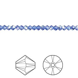 Bead 48pk sapphire AB, Crystal Passions&reg; 3mm bicone 5328