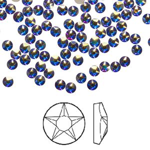 Flat back 144pk crystal AB foil back, Crystal Passions&reg; 3-3.2mm round SS12 2100