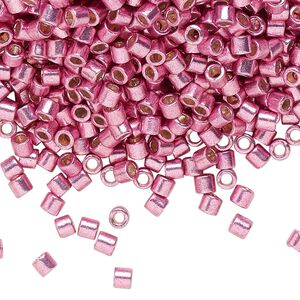 Seed bead, Delica&reg; 1pkg250g glass, #8 round, Duracoat&reg; opaque galvanized hot pink / outside dyed (DBL-1840)