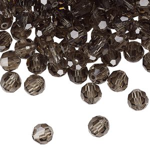 Bead 144pk black diamond, Preciosa Czech crystal 6mm round