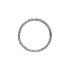 Jump ring 1pkg2 sterling silver, 18mm closed hammered round, 17 gauge / 15.9mm inside diameter / antiqued